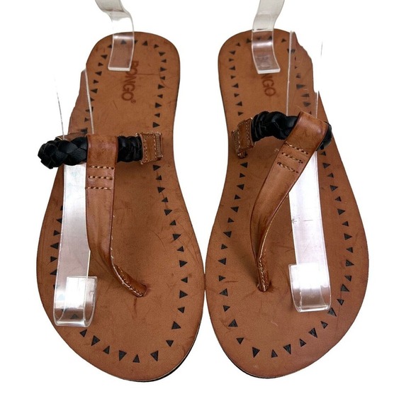 Bongo Finley Flip Flop Sandals Thong Weave‎ Strap Black Brown Women Size 7/8M - Picture 5 of 7